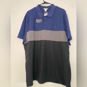 Calvin Klein Collared Polo Shirt Men XXL Navy Gray Short Sleeve Casual Golf Wear